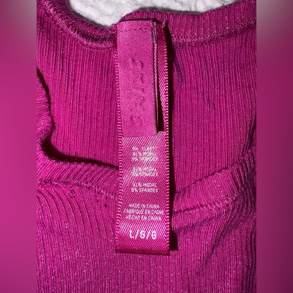 SKIMS Pink Soft Lounge Shimmer Maxi Dress in Fuchsia Foil Magenta  - Size Large - Picture 4 of 16